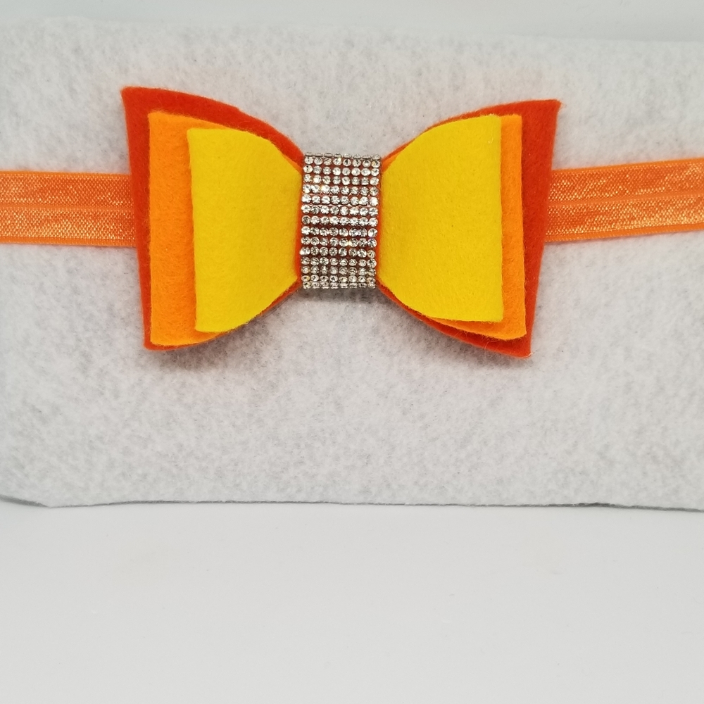 Baby bow headband ORANGE AND YELLOW
